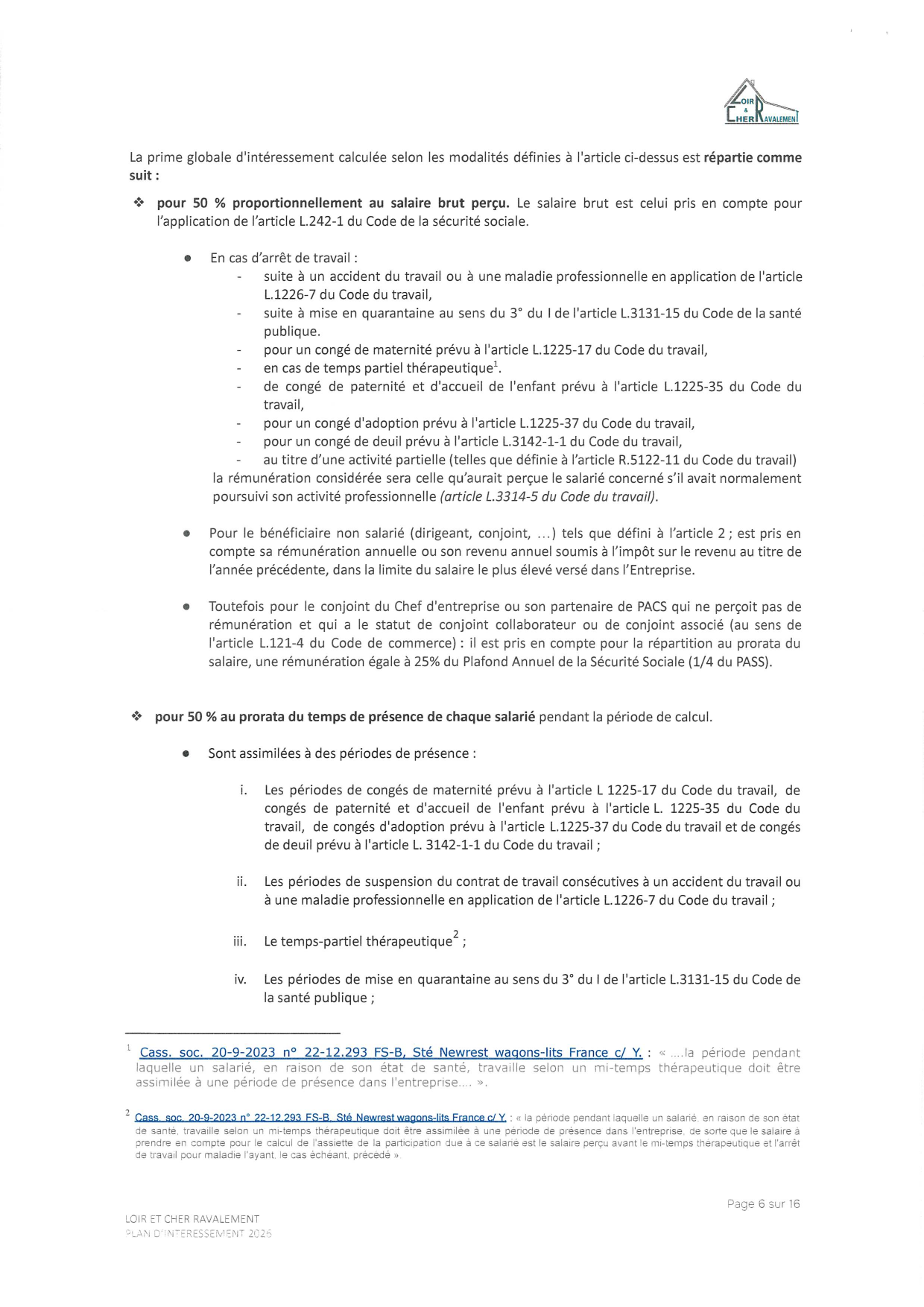 Page 6 de l'accord d'intéressement 2026